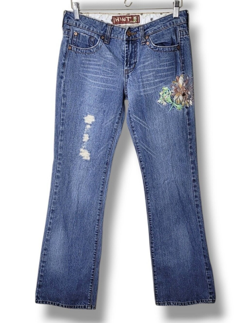 HINT Low Rise Jeans Embroidered Dragonfly Size 3